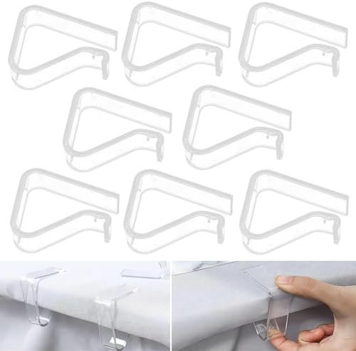 SamHeng 8 Pcs Transparent Table Cloth Clips, Plastic Picnic Tablecloth Clips Table Cloth Holder for Outdoor Tables, Anti-Slip Clear Table Cover Clamps for Outside Home Garden Camping Wedding Party