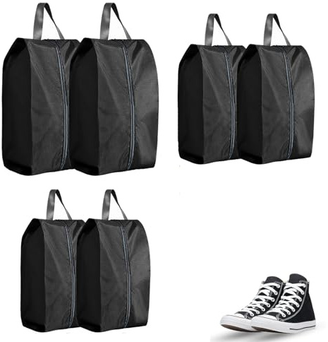 Schuhtasche 6er Set, Wasserfeste Schuhbeutel Reise, Schmutzabweisender Schuhsack, Schuhtasche Reise, Schuhtasche Sport, Wasserfeste Schuhtasche für Alltägliche Ausflüge, Urlaub, Sport (Schwarz)
