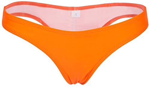 FXTYK Brasilianska bikinibyxor för kvinnor, bikinibyxor, underdel, tanga, stil, strandkläder, V Rouched bikiniunderdel, baddräkt, stringtrosa, apelsin, XL