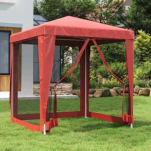 Faltpavillon 2x2 Pavillon wasserdicht Winterfest, Partyzelt mit 4 Wänden aus HDPE-Mesh, UV-Schutz Gardenpavillon Partyzelt, für Markt, Freien Event, rot, Wenjingqi-319220