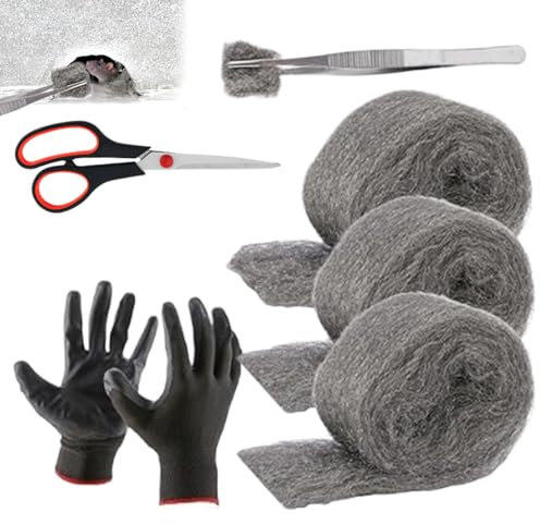 Chaies Rotolo di lana d'acciaio, in lana d'acciaio, per il controllo del topo, set di riempimento in lana d'acciaio, per la pulizia del topo, per la casa e il garage