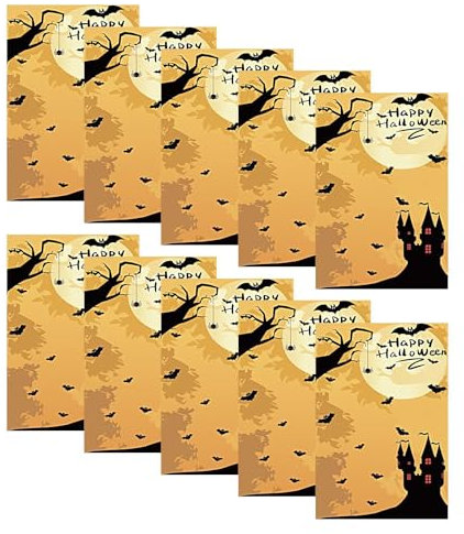 Sirseon Halloween- -Einladungskarten,Halloween- -Einladungskarten, Leere Einladung ausfüllen, 10 Stück gruselige Cartoon-Schlosskarten im Vintage-Stil mit Totenkopf- und Spinnennetz-Design für