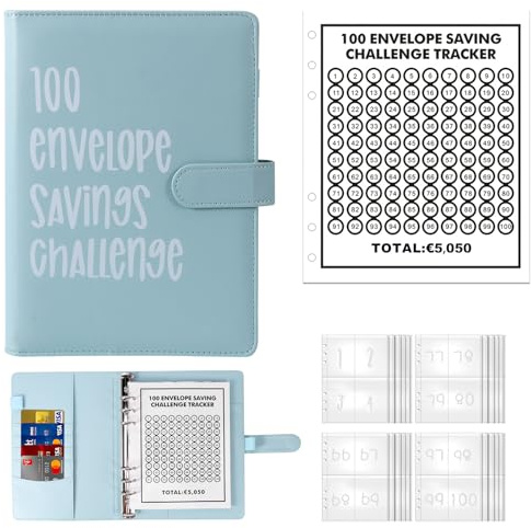 100 Envelope Saving Challenge, Budget Planner Deutsch, A5 Haushaltsplaner Mit Umschlägen, Einfache Und Unterhaltsame Möglichkeit Zu Sparen 5050 €, Budget Binder für Paare, Büros, Zuhause, Schule