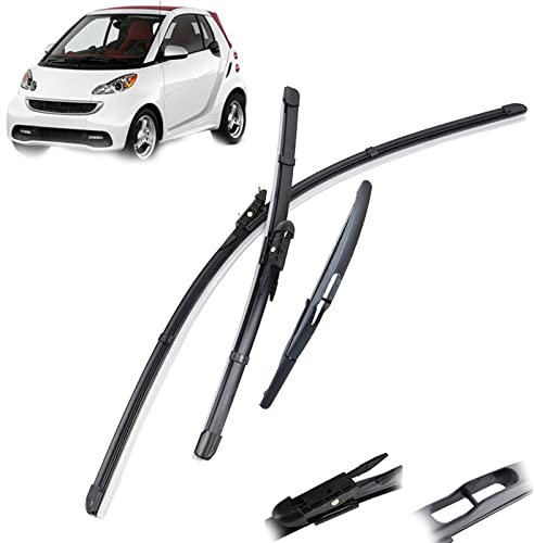 DWDUI Ensemble Balais D'essuie-Glace Avant Et Arrière pour Smart pour ForTwo W451 Coupé 2007 2008 2009 2010 2011 2012 2013 2014 Pare-Brise Pare-Brise Fenêtre 23+21+10 