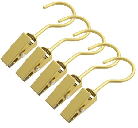 5 Stück Wäscheklammern mit Haken, Kleiderbügel, Kleiderbügel, Kleiderbügel, Kleiderständer, Rock-Kleiderbügel, Hut-Kleiderbügel, Haken mit Clips, einfache Kleiderhaken, Hut-Clips, goldene Aluminiumleg