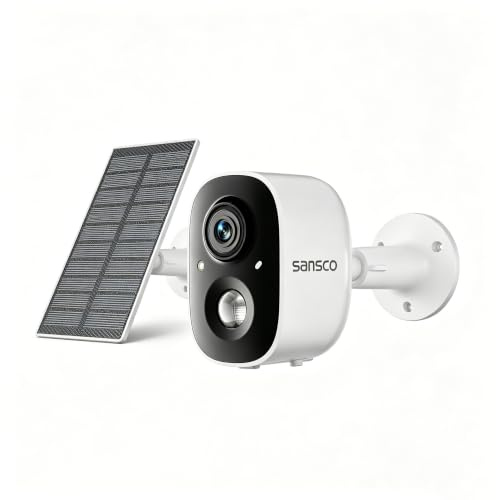SANSCO 2K Solar Security Camera Outdoor Wireless, 5GHz 2.4GHz WiFi | Battery Operated CCTV House Security System, PIR Detection, Color Night Vision, 2-Way Audio, Work with Eseecloud NVR