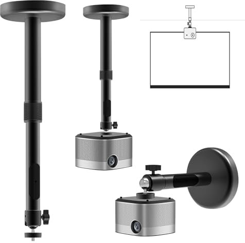 2 in 1 Supporto Proiettore, Supporto Proiettore a Soffitto Orientabile a 360°, Staffa Proiettore Soffitto, Supporto Videoproiettore, Fino a 5 kg, Distanza dal Soffitto 20-40 cm