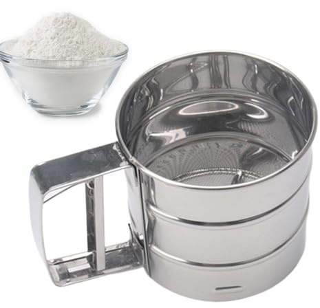 Baking Flour Sifter, Handheld Flour Sifter, Flour Sifter with Cup, Sifting Flour for Baking, Flour Sifter with Handle, Manual Flour Sifter, Flour Sifter for Kitchen, Sifter for Dry Ingredients