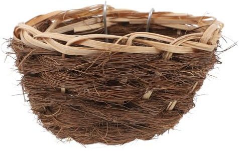 Kisangel Nido De Pájaro para Jaula De Loros Y Periquitos Casa Nido Colgante Hecha a Mano De Paja Natural Cálida Cama para Pájaros Interior Y Exterior 4.13X4.13X2.36 Pulgadas