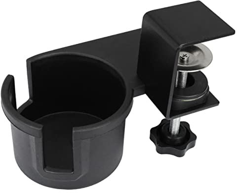 PRETYZOOM Portavasos Clip Giratorio Ajustable para Bordes De Mesa, Abrazadera Lateral para Taza De Oficina, Plástico Resistente Negro, para Hogar y Escritorio, Soporte Portátil para Bebidas
