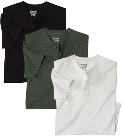 ATLAS FOR MEN - 3er-Pack Henleyshirts - 4XL