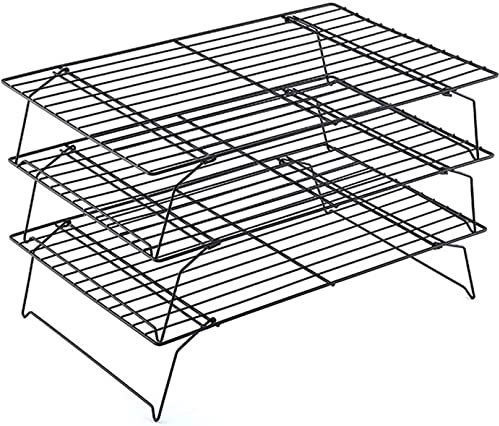 Stapelbares Metalldraht-Abkühlgitter zum Backen und Braten – 2-lagig, Schwarz