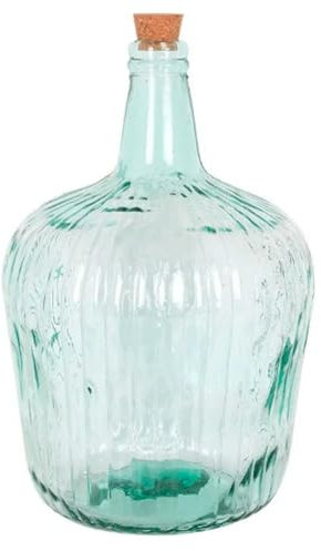 AC - Garrafa de vidrio con tapón, modelo Apple, 40 x 26 cm, damajuana, botella para almacenar agua, vino, bebidas (10 litros - Rayada - C/TAPÓN)