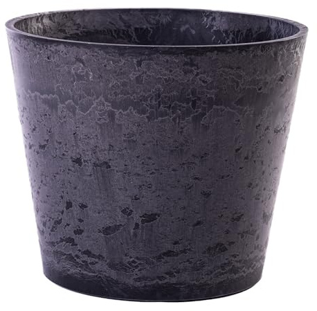 Garden Gear Caesar Charcoal Plastic Marble Effect Garden Planter, Frostproof, UV Resistant Flower Pot for Patio & Outdoor Use (50cm Pot x1)