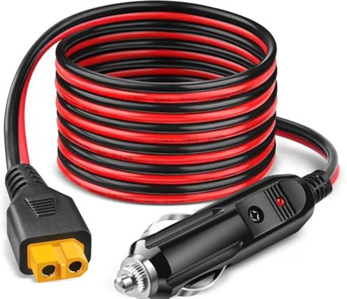 12V/24V DC Adapter XT60 Car Charger for ECOFLOW DELTA 2/3 River 3/2 MAX Bluetti EB55 AC70 Power Station Anker SOLIX C200 C300 C1000 F2000 Solar Generator Lipo Battery XT60 Plug Car Charging Cable