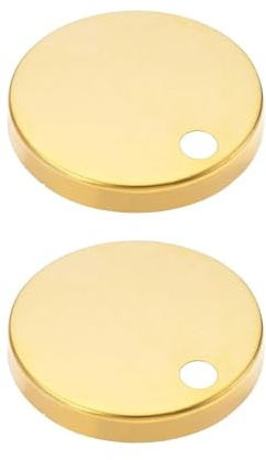 2Pcs Gold Toilet Seat Hinge Cover,60mm Stainless Steel Pan Top Fixing Hinges Screw Decorative Covers Fixings Set Steel Universal Rust Metal Hardware Bolt Caps Accessories,for Replacement Toilet Seats