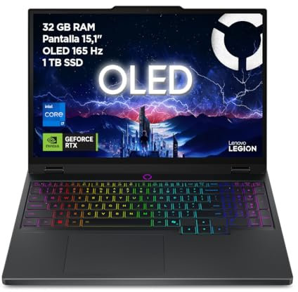 Lenovo Legion 5 Gen 10 – Ordenador Portátil Gaming IA 15.1 WQXGA OLED (Intel Core i7-13650HX, NVIDIA GeForce RTX 5070, 32 GB RAM, 1TB SSD, Wi-Fi 7, Sin Sistema Operativo) Teclado RGB Español - Negro