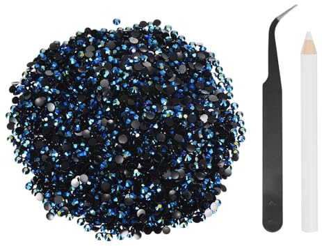 sourcing map 5000 diamantes de imitación de resina con parte trasera plana, SS12 de 3 mm, gemas de brillo redondas a granel con herramientas de recogida para manualidades, vasos, tazas, ropa, color