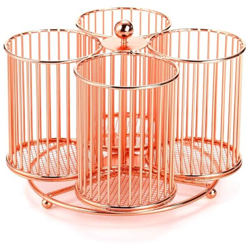 Kueohse Porte-Couverts Pivotant à 4 Compartiments, Organiseur de Couverts de Cuisine pour Cuillères, sur le Plan de Travail de la Cuisine.
