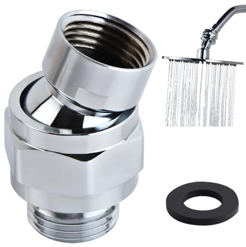 KEWAYO Adaptateur de joint à rotule, pommeau de douche à effet pluie, tête pivotante, adaptateur d'angle de douche, convient pour connecter des bras de douche et pommeaux de douche standards G 1/2