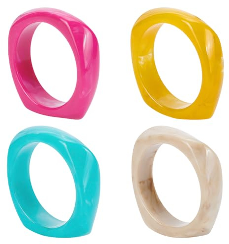 UNICRAFTALE 4Pcs 4 Colors Acrylic Resin Bangles for Women Square Chunky Cuff Bangles Bracelets Wide Geometric Irregular Wristbands Acrylic Fashion Wrap Bangle Bracelet for Women Jewelry Gift