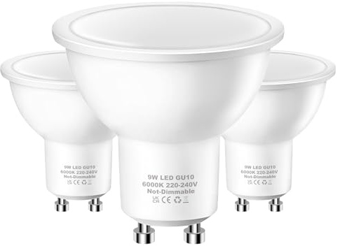 LED GU10 Bulbs 80W, 9W GU10 Spotlight Light Bulb 6000K Cool White, 3Pack