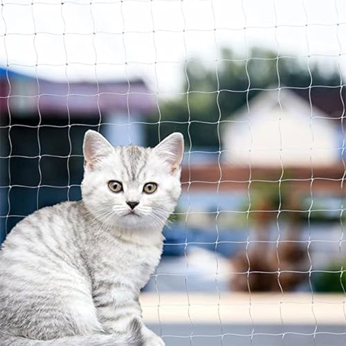 Rete Gatti, 4x3m Rete per Balcone Esterno, Rete Anti piccioni, con Rete Rinforzata - Installazione Senza Foratura, Resistente a Strappi/Morsi/Raggi UV - per Balconi Esterni, Scale, Finestre (6 x 3 m)