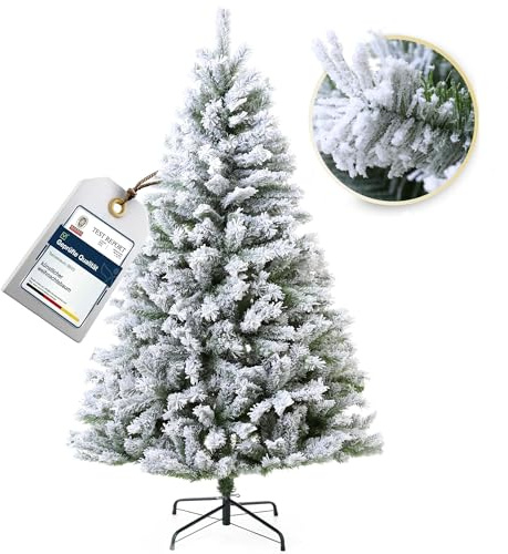 EVGN Künstlicher Weihnachtsbaum 180 cm – Schnee-beflockter Tannenbaum mit realistischer Optik – Dicht & stabil – Weihnachtsbaum mit Schnee für Innen – Einfacher Aufbau mit Metallständer