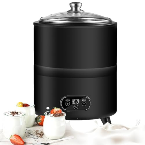 Generico Yogurtiera Commerciale, Macchina for la Fermentazione Automatica dello Yogurt da 400W, Fermentatore Elettrico for Incubatrice for Yogurt Domestica,Black-8L