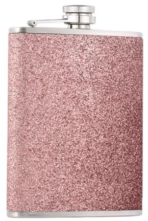 Flasque à Paillettes Femme 8 Oz,1 Pièce,Flasque Whisky en Acier Inoxydable 304,pour Escalade Pêche Camping la Randonnée et les Fêtes,pour Whisky, Rhum, Vodka(rose)
