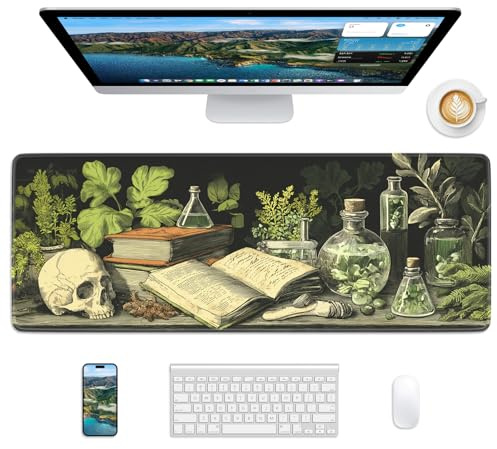 Velluxion Mouse Pad 31.5x11.8in Large Desk Mat Non-Slip for Office | Stitched edges prevent fraying, rubber non-slip base keeps pad stable, large mousepad for home, work and gaming, Cool Skull