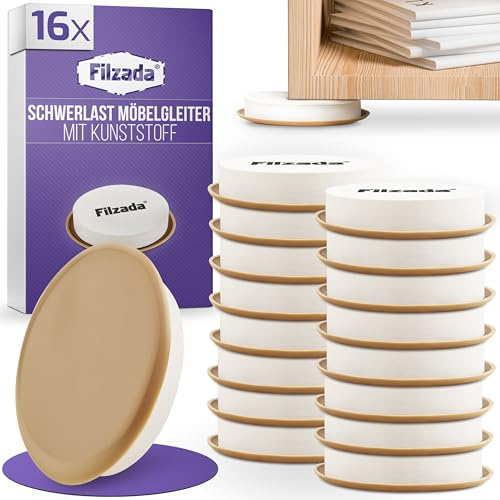 Filzada® 16x Möbelgleiter für Schwere Möbel D89mm - Möbeluntersetzer Rund