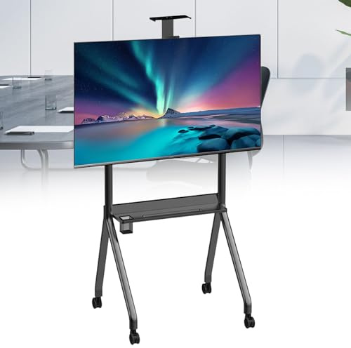 Supporto mobile per TV da 42 a 120 pollici, supporto regolabile per televisori da 50 a 60 pollici, con ripiano ideale per ufficio e mostre, colore: nero