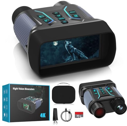 4K Nachtsichtgerät 36MP, 8X Digitaler Zoom 4.5“ HD-Display Infrarot Fernglas Nachtsichtgeräte, Fernglas mit 7-Stufiges Nachtsicht, 4500mAh Wiederaufladbares Nachtsicht Fernglas mit 32GB TF Karte