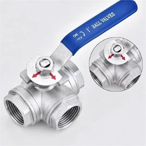 304 Stainless Steel 1/2 3/4 1 1-1/4 1-1/2 2 lnch Female Full Port L-Port 3 Way Ball Valve 1Pcs(1)