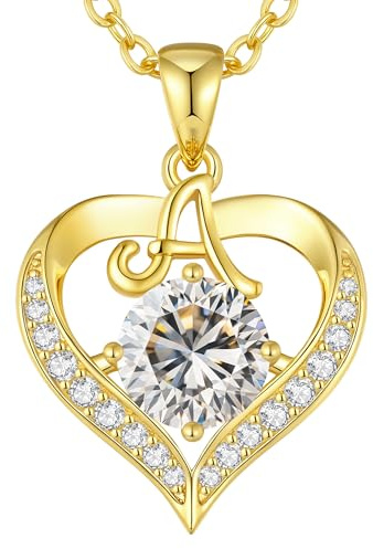 LOUISA SECRET Collier Femme A-Z Initiales en Capitale, Pendentif Cœur d'Amour avec Plaque d'Or 18K, Bijoux Personnalisés pour Femme, Épouse, Mère, Anniversaire, Anniversaire de Mariage, Fête des Mères