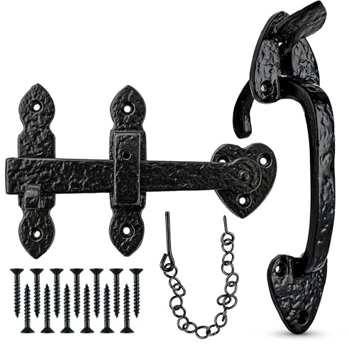 ZAVIA Antique Victorian Suffolk Gate Latch for Wooden Gates | Heavy-Duty Traditional Suffolk Thumb Latch (Powder Coated) | Suffolk Self Locking Gate Latch and Catch for Garden, Garage & Shed Doors