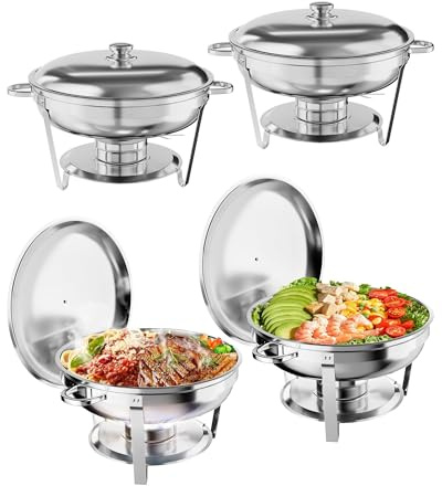 Zstar Set 4 Chafing Dish 5QT Acero Inoxidable Para Banquetes