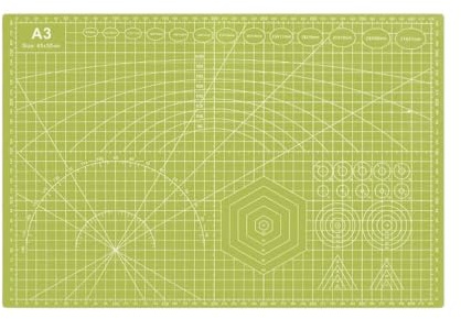 Skärmatta Självläkande skärmatta A3 | Gör-det-själv-kontorsverktyg med slitstark PVC-dubbelsidig rutnät, 45 x 30 cm, tjocklek 3 mm (Matcha)