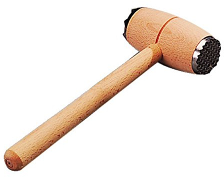 Fleischklopfer Buchenholz mit 2 Metallkappen