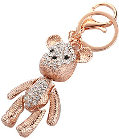 Canarea Schlüsselanhänger Taschenanhänger Strass Keychain Glitzer Kristall Weinglas Metall Auto-Anhänger,Schlüsselring Handtaschenanhänger Dekor Keychain als Geschenke (Weiss)