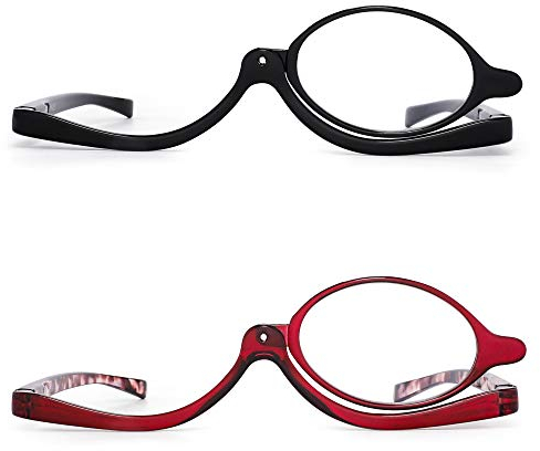 JM 2 Paar Makeup Lesebrille Vergrößern Flip nach unten Kosmetik Leser Für Damen +4.0