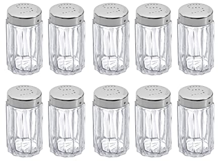 Westmark Salero, 10 piezas, Capacidad: 50 ml cada una, Vidrio/acero inoxidable, Traditionell, Plata/transparente, 630122E2