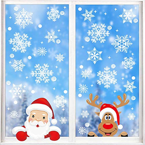Taspire 6 Blätter Fenster haftet Schneeflocken statische Aufkleber | schneeflocken fensterdeko, fensterbilder schneeflocken für Weihnachten Fenster anzuzeigen