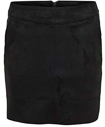 ONLY ONLJULIE FAUXSUEDE Skirt OTW Noos Jupe en Simili Cuir, Black, 34 Femme
