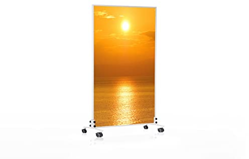 Riscaldatore a infrarossi Könighaus - 450 watt - a basso consumo = riscalda in 2 minuti - con piedini e termostato - riscaldatore mobile - look piacevole con motivo: Sole