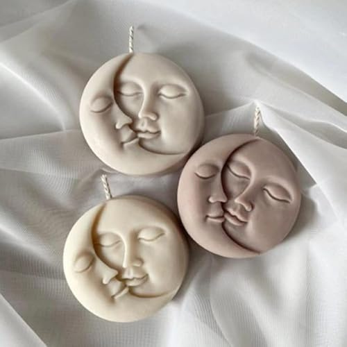 Moldes para velas, molde de silicona para hacer velas, moldes 3D para cera de soja, cera de abejas, velas perfumadas, regalos del día de San Valentín (luna)