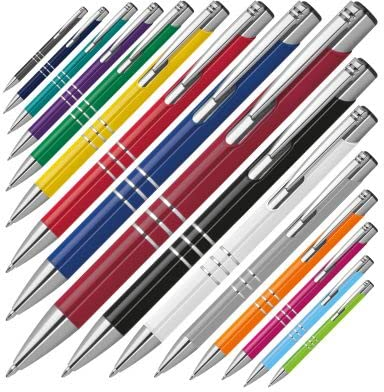 #teamludorf 50x DELTA UNI LACKIERT Metall-Kugelschreiber mit Wunsch-Gravur - Personalisierte Kulis - Stift mit Namen - 16 Farben & 20 Schriftarten - 50 Stück - Mix