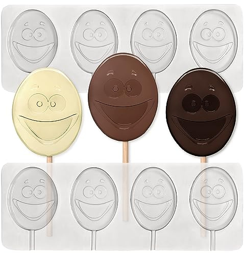 Emoticon Chocolate Lolly Mould - 44g - Packs of 4, 8 or 16 - DIY Smiley face Lolly Mould - Great for Halloween, Christmas or Easter (8 Moulds)
