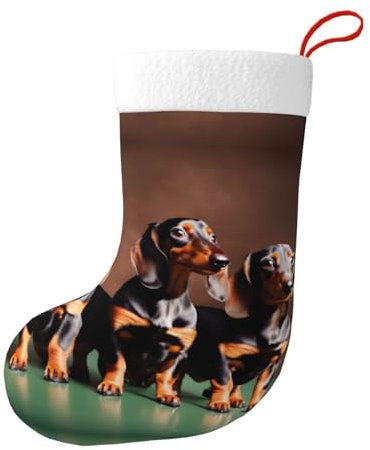 KoNsev 45,7 cm Weihnachtsstrümpfe, personalisiert, Weihnachten für Familie, Urlaub, Weihnachten, Party, Dekoration, Dackel-Weiner Hund
